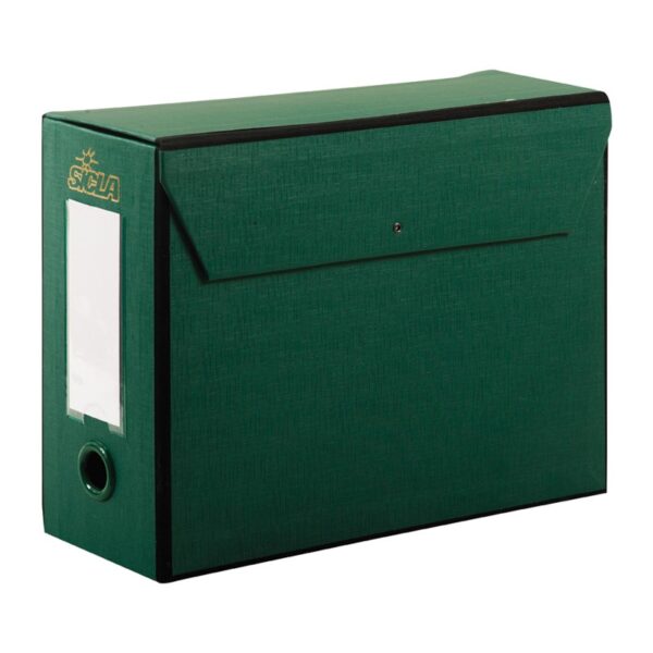 BOITE EN SIMILI RAYE DOS 12CM 33*25 AVEC COUVERCLE VERT