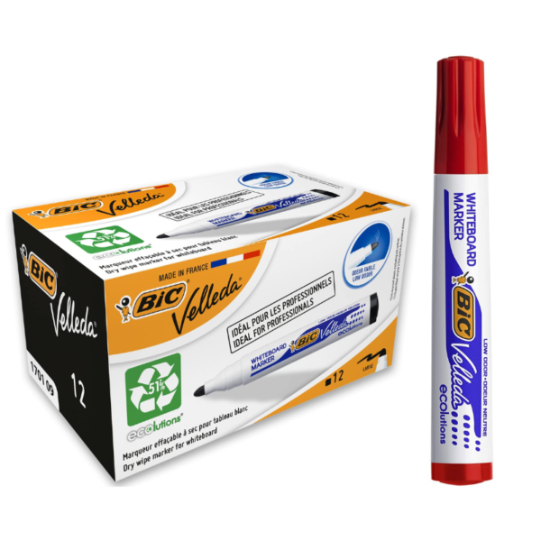 MARQUEUR TABLEAU BIC VELLEDA ROUGE 1701 03