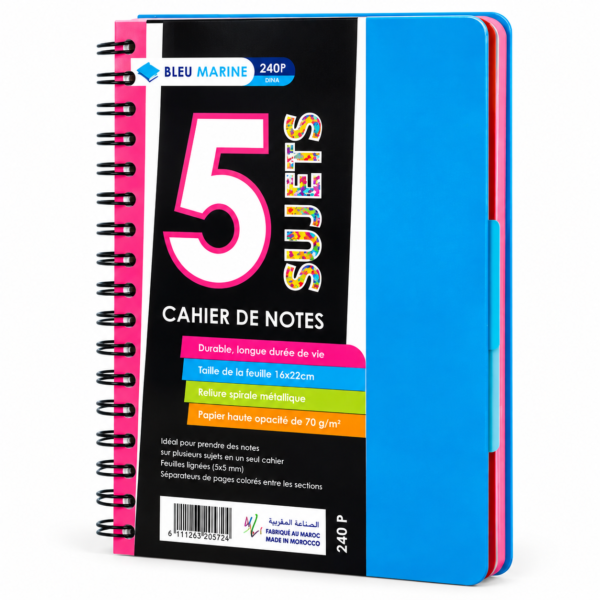 Cahier A5 5 sujets